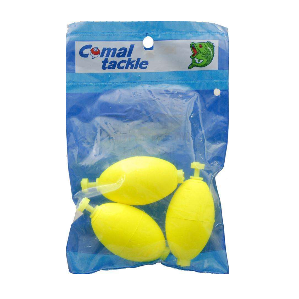 Comal Tackle Float Oval 2” Yellow 3pk